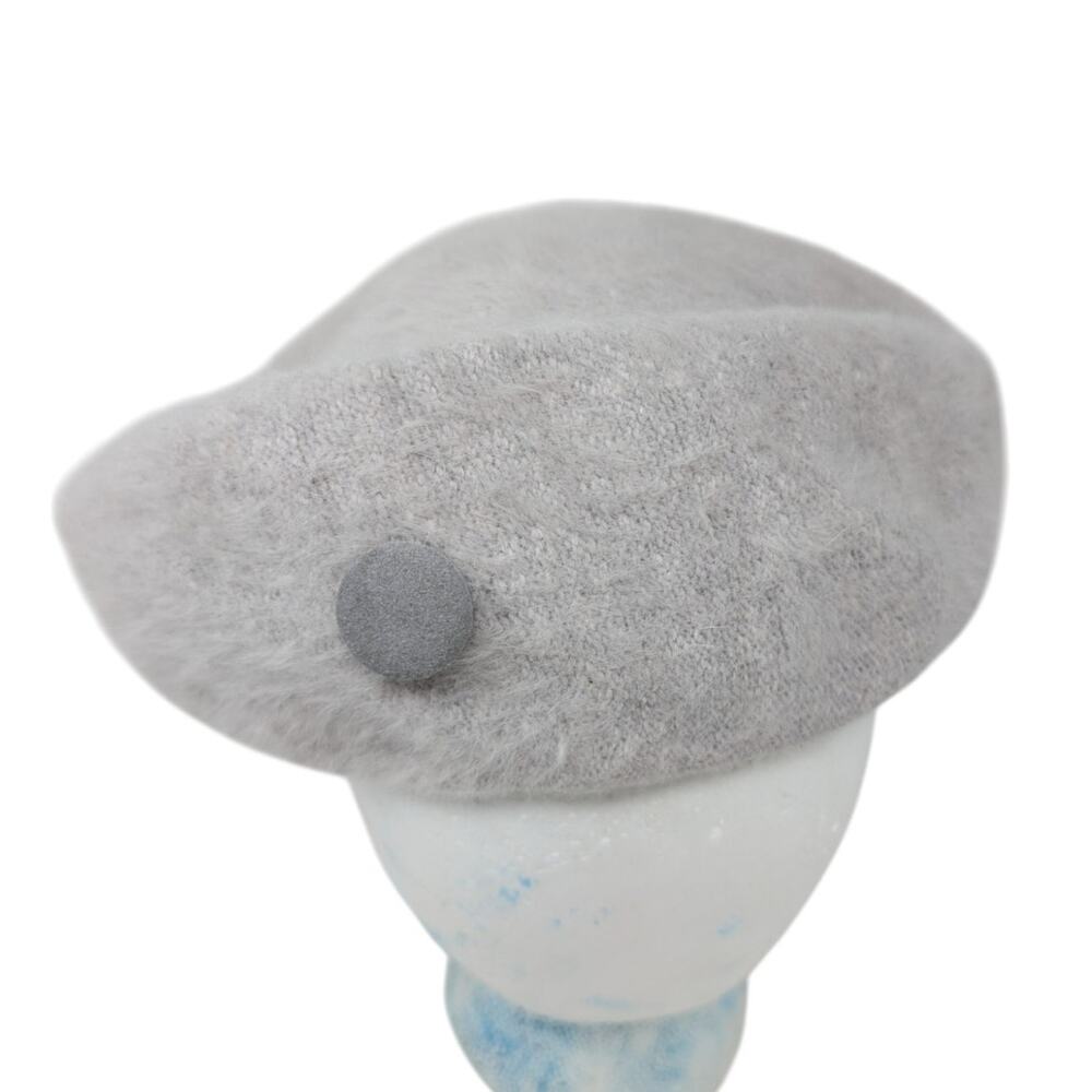 Vintage Chic Angora Blend Beret Gray Fuzzy French Parisian 80s 90s Hat